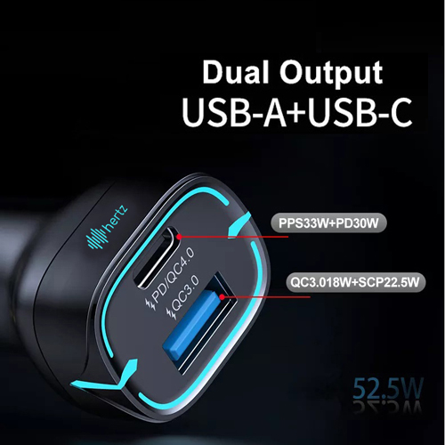 Cigarette Lighter Car Charger 52.5W PD QC3.0 Car Charger - CGM52PD